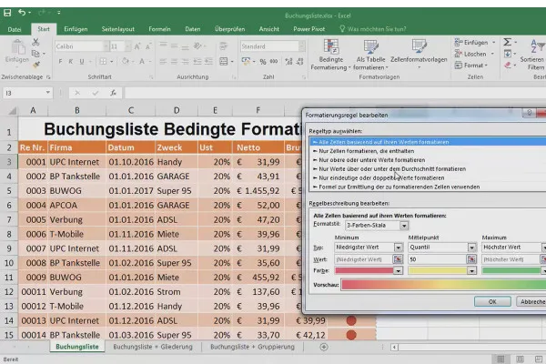 Excel-Grundlagen – Einführung für Anfänger: 29 Bedingte Formatierung: Grün, Rot, Häkchen