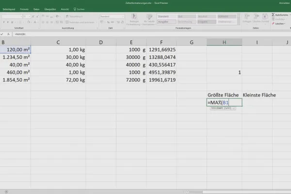 Cours Excel pour le contrôle et la vente : Liste des produits, unités, devise et cetera - 4.8 Détermination des valeurs maximales et minimales