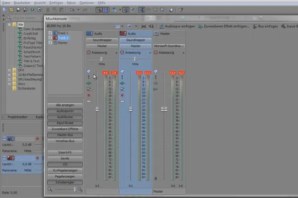 VEGAS Pro: 믹싱 콘솔 및 오디오 커브
