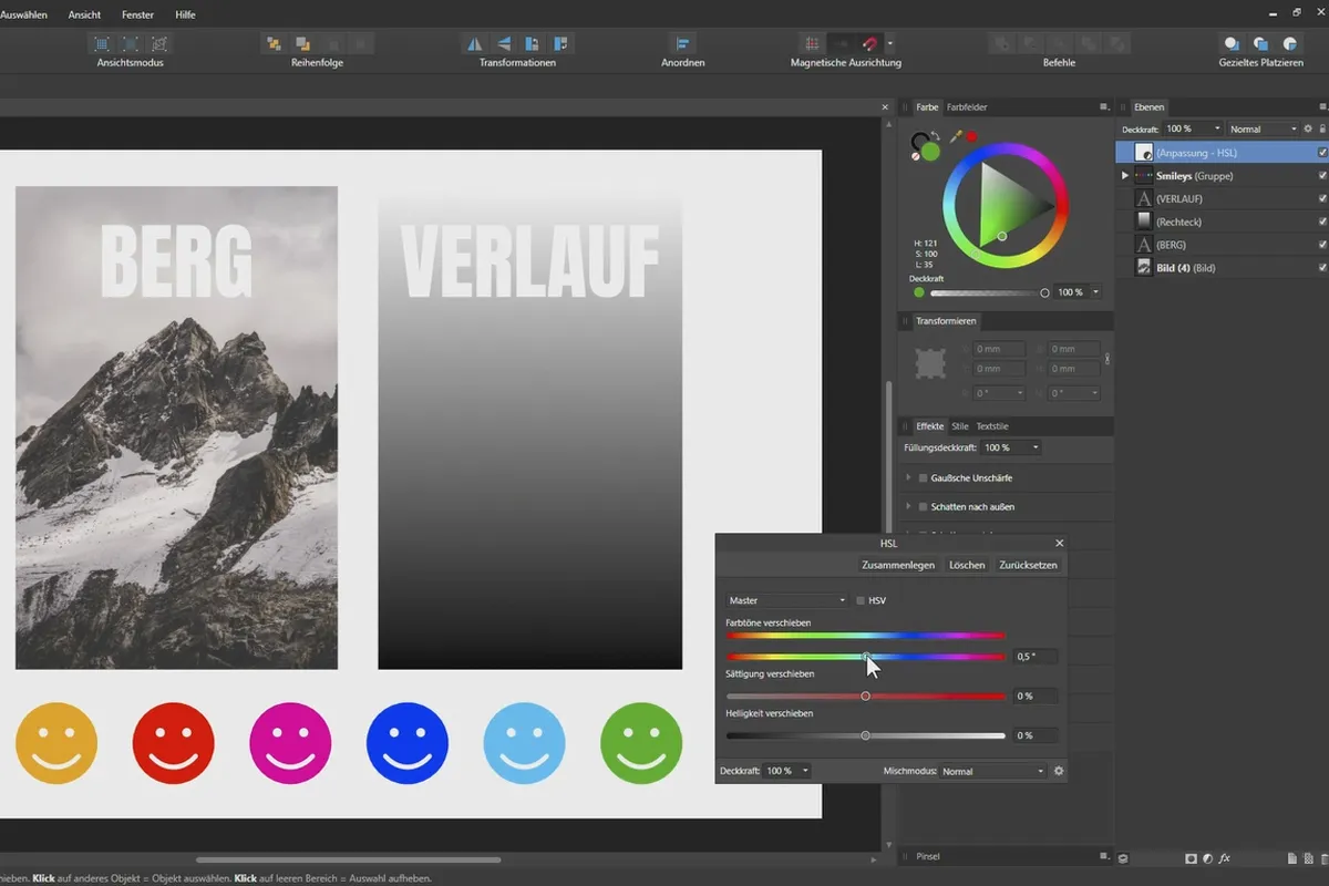 Affinity Designer - Ohjetutoriali - Perusteet: 5.2 | HSL ja kirkkaus