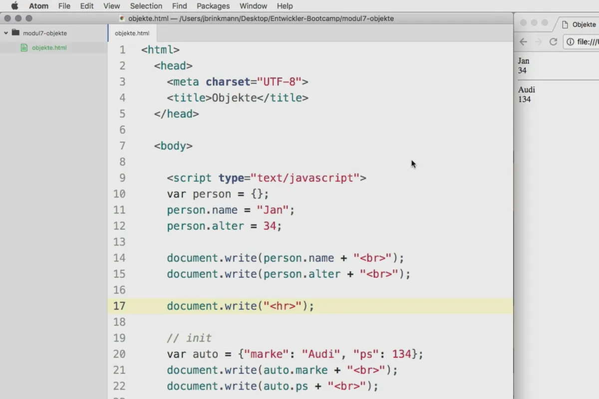 Programmazione software per principianti: Definire oggetti e proprietà in JavaScript