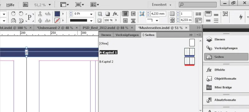 Darbas su pagrindiniais puslapiais programoje "InDesign