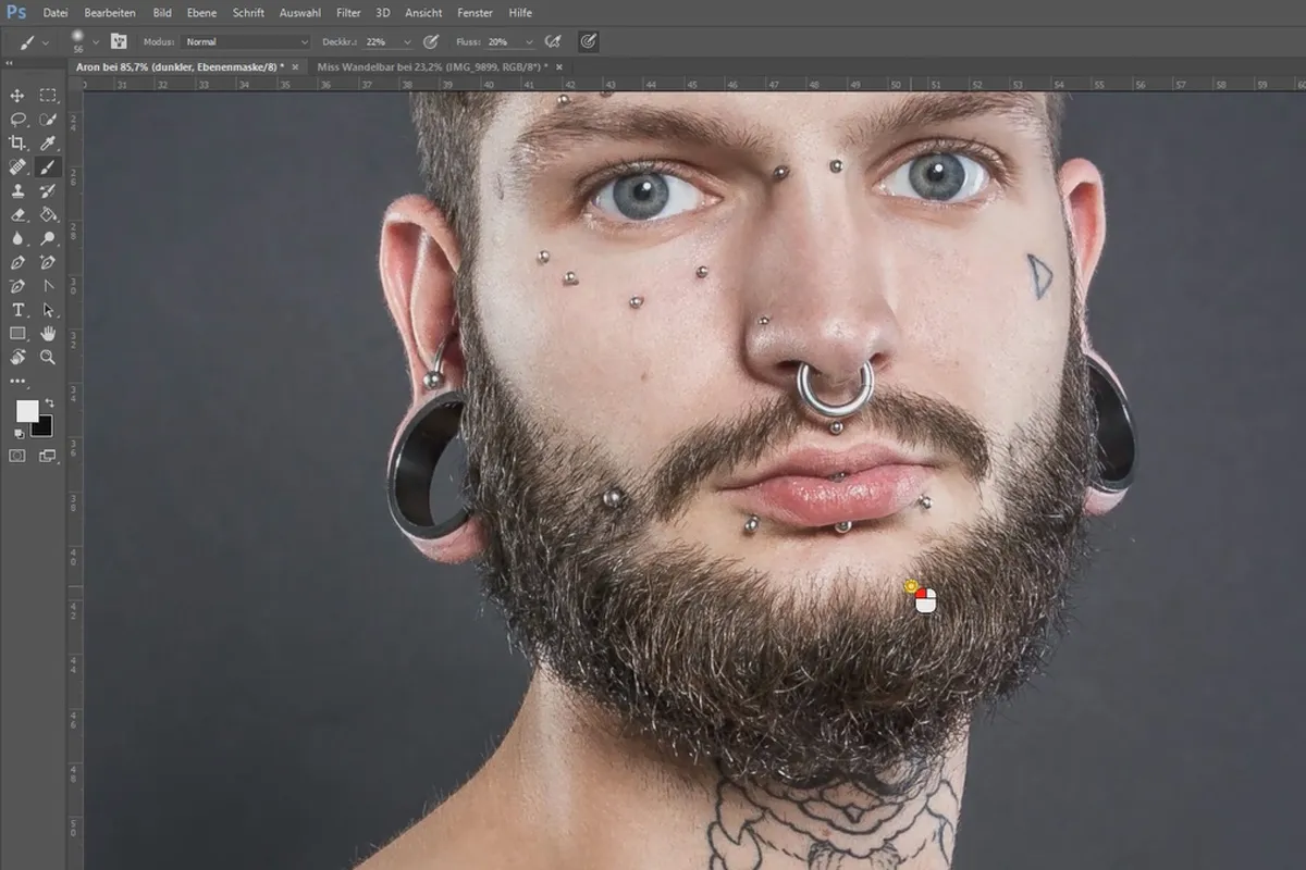 Frequenztrennung in Photoshop – 30 Dodge and Burn Gesicht