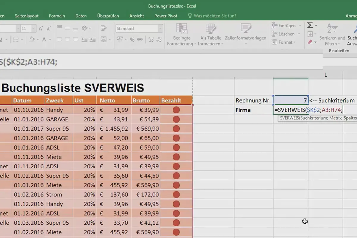 Excel-Grundlagen – Einführung für Anfänger: 30 SVERWEIS: Basics