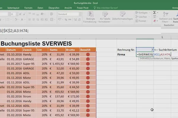 Excel-Grundlagen – Einführung für Anfänger: 30 SVERWEIS: Basics