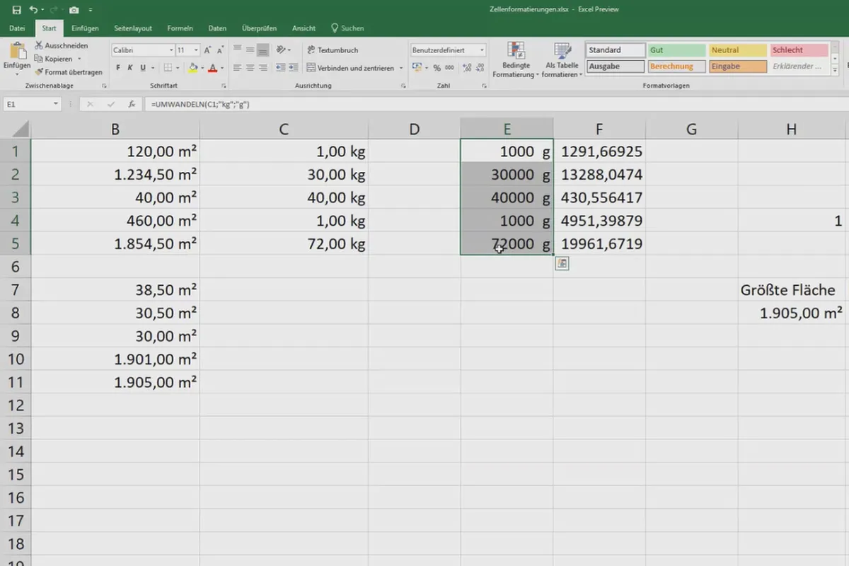 Cours Excel pour le contrôle et la vente : liste des produits, unités, devise & Co - 4.9 Remplacer les formules par des valeurs numériques