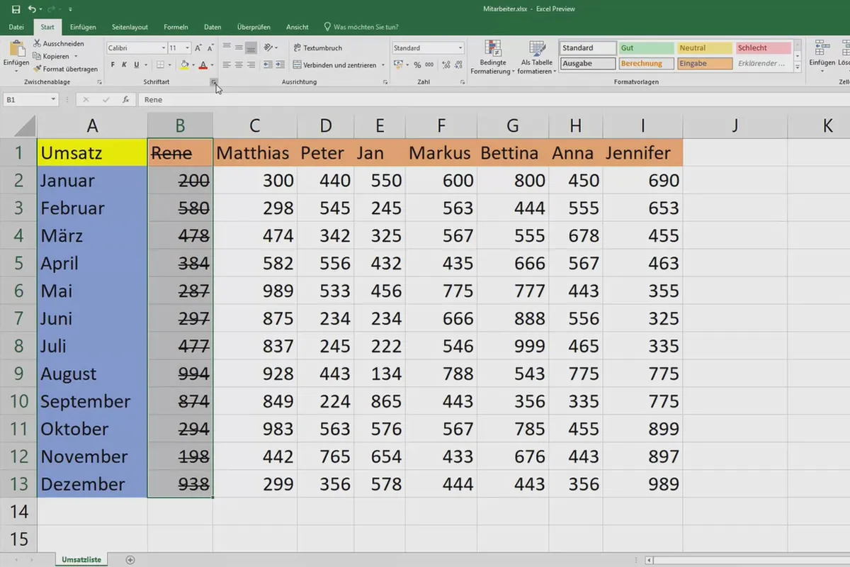 Excel-træning for mere effektivitet på kontoret: Kalender, organisationsdiagram & Co - 4.7 Tekster overstregning, hævet og sænket