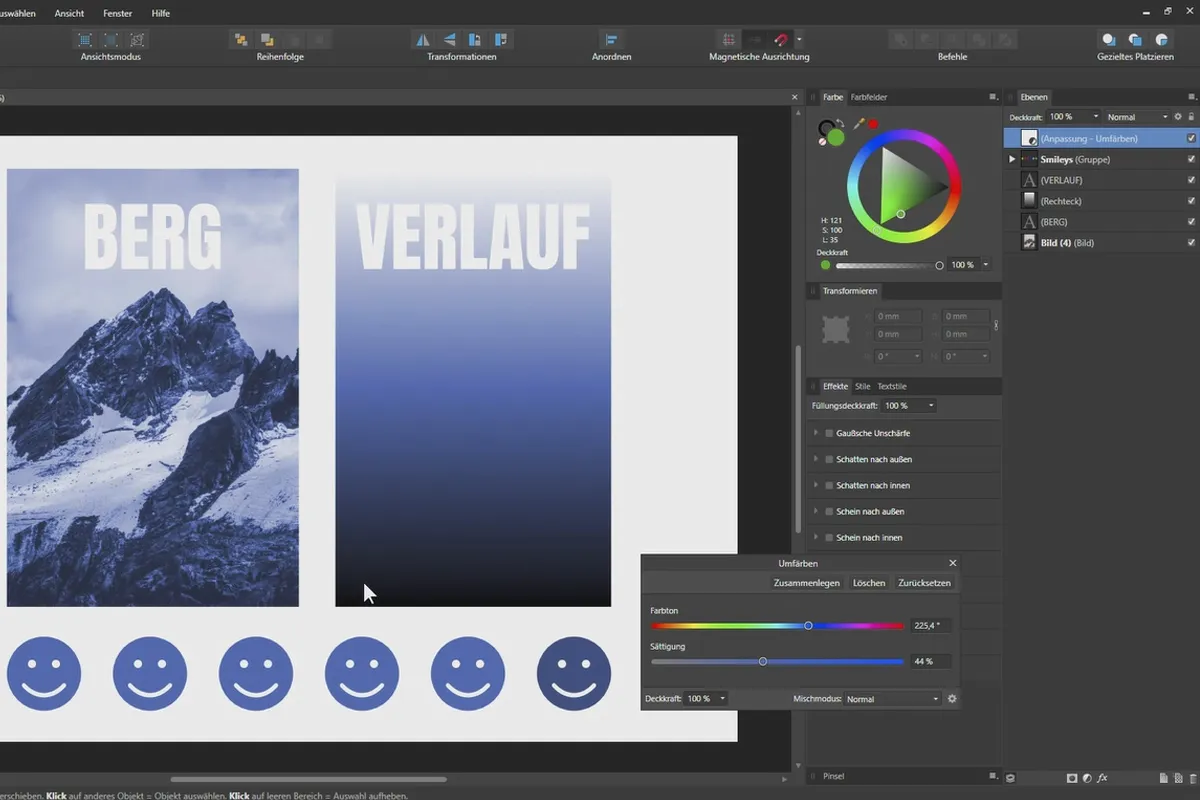 Affinity Designer - Ohjeita perusteisiin: 5.3 | Värin muuttaminen ja objektiivisuodattimet