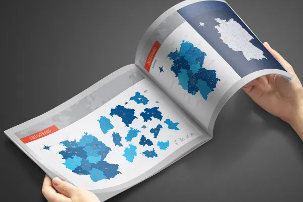 Photoshop-i kujunduse näidis kahekordse lehe jaoks A4-formaadis ajakirjas horisontaalselt - variant 10