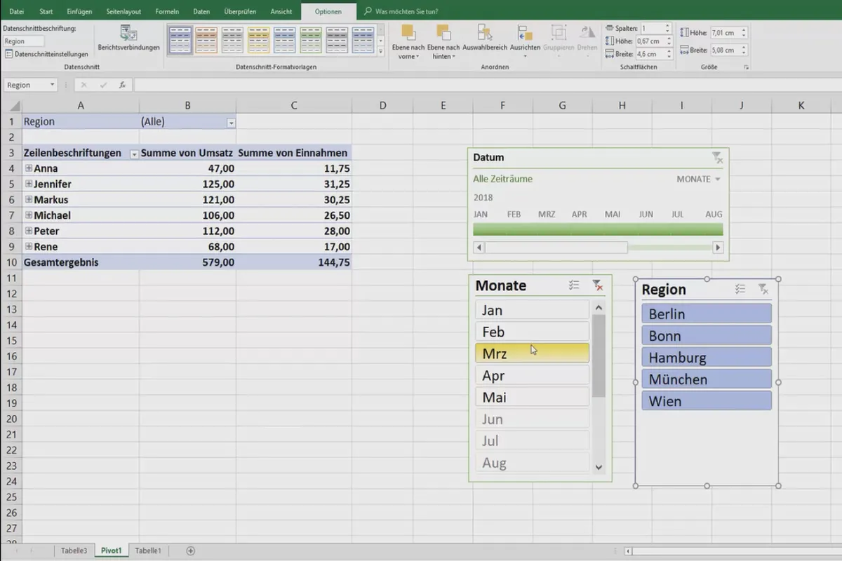 Excel-Tutorial: Pivot, Diagramme und Tabellen-Design zur anschaulichen Daten-Präsentation – 4.4 Pivot: Filtern