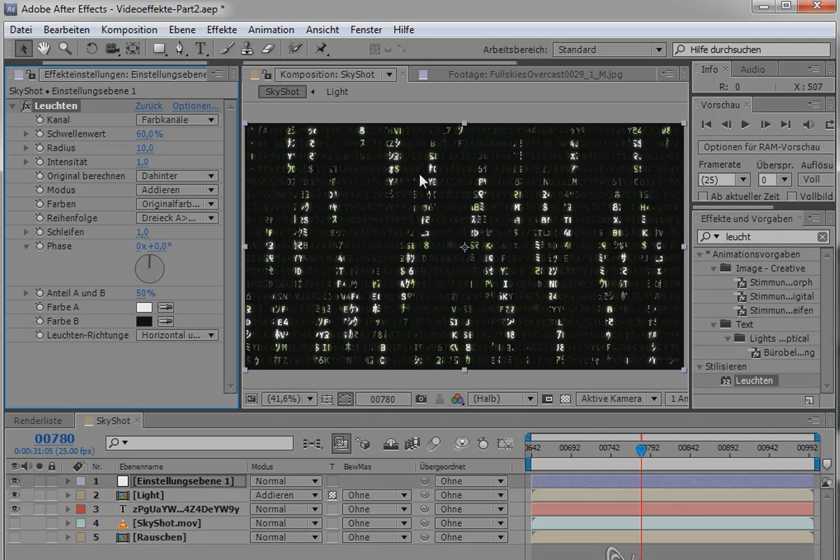 Video effects - Part 2.1: Matrix text and video look