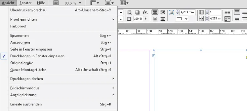 Liniuotės, tinkleliai ir kreipiančiosios programoje "InDesign