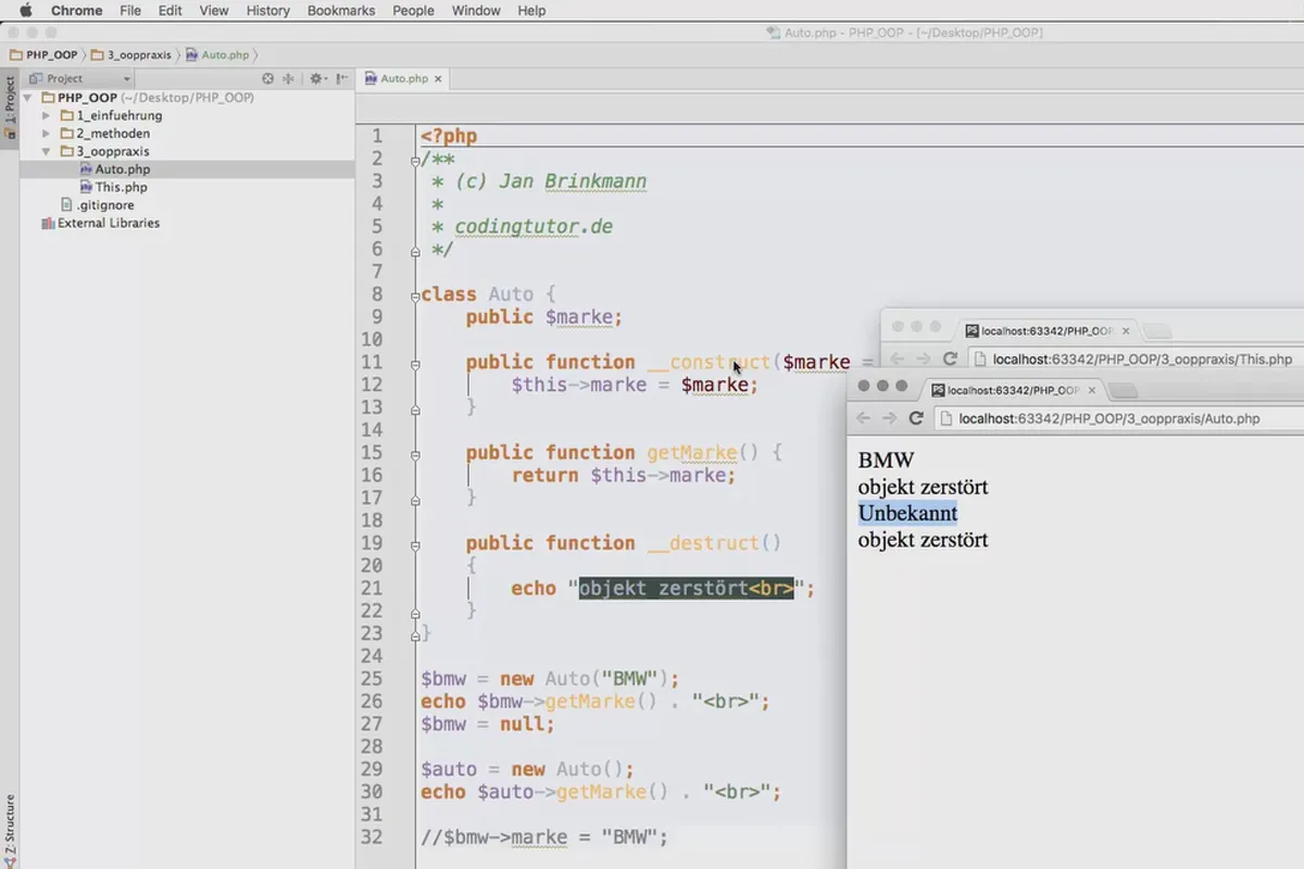 Objektorientert webprogrammering med PHP - 5.02 Opprette og ødelegge objekter: konstrukt/destrukt.