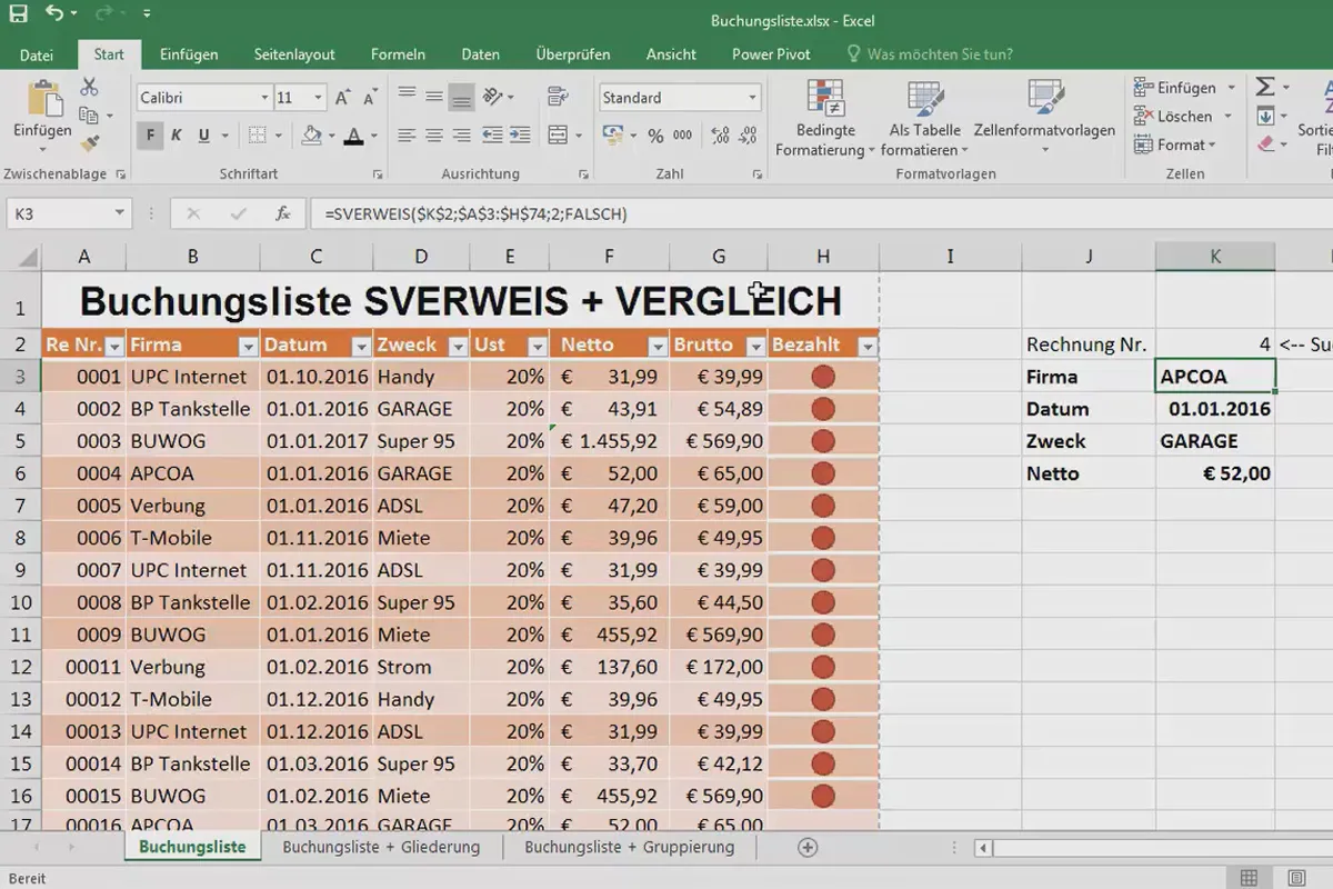 Excel-Grundlagen – Einführung für Anfänger: 31 SVERWEIS mit VERGLEICH, die dynamische Suche