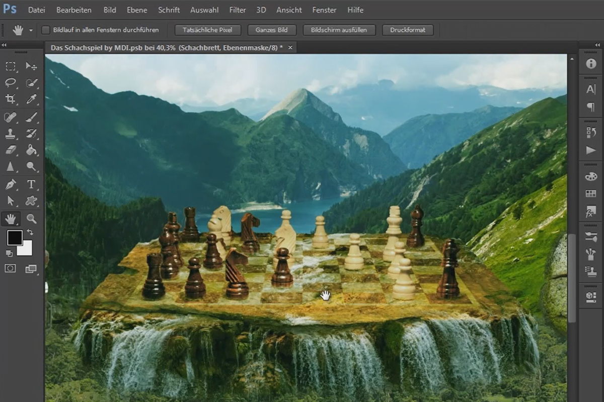 Photoshop-yhdistely - Shakkipeli - Osa 19: Luodaan shakkilauta kivestä ja vedestä