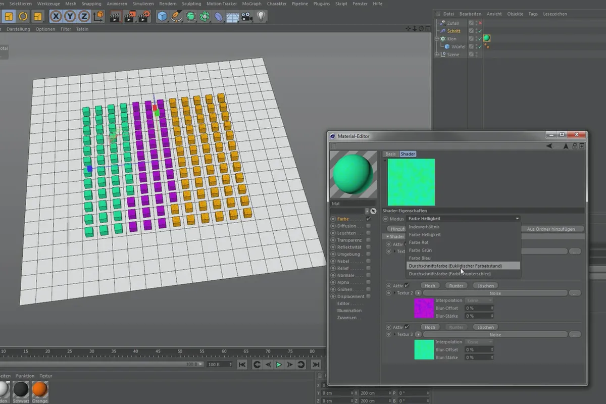 Cinema 4D MoGraph für Einsteiger – 4.2 Shader Multi