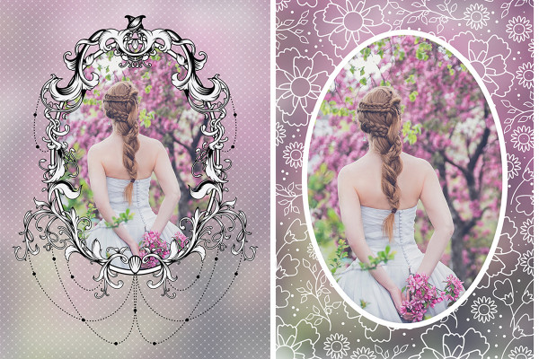 Actions Photoshop de haute qualité - Vol. 2: 01 | Quatre cadres photo romantiques