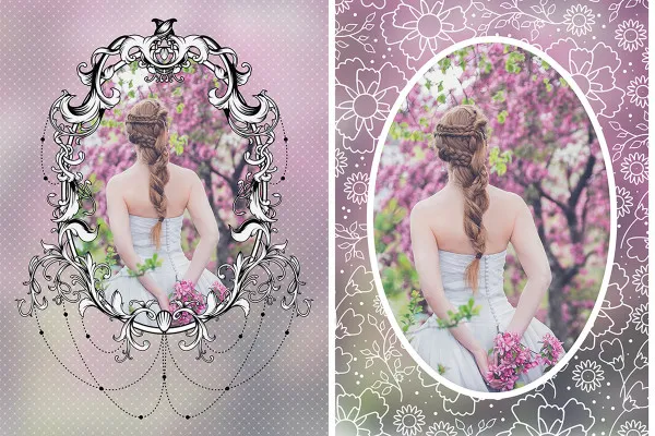 Premium class Photoshop actions - Vol. 2: 01 | Four romantic picture frames
