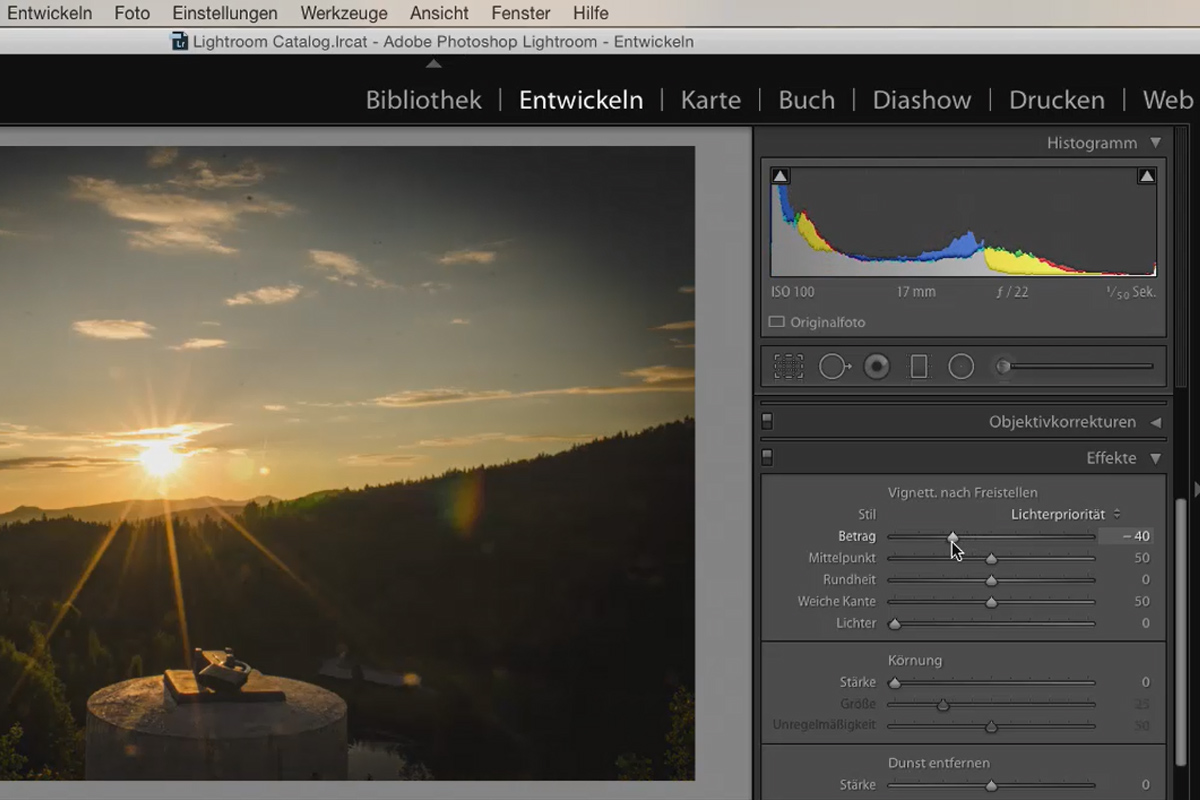 Lightroom para principiantes y usuarios de nivel intermedio: 05 - Revelado de imágenes - 5.11 - Corrección del viñeteado