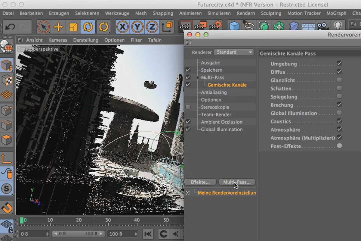 Cinema 4D kohtaa Photoshopin: 1 - 5.2. Luo erilliset renderöintikanavat.