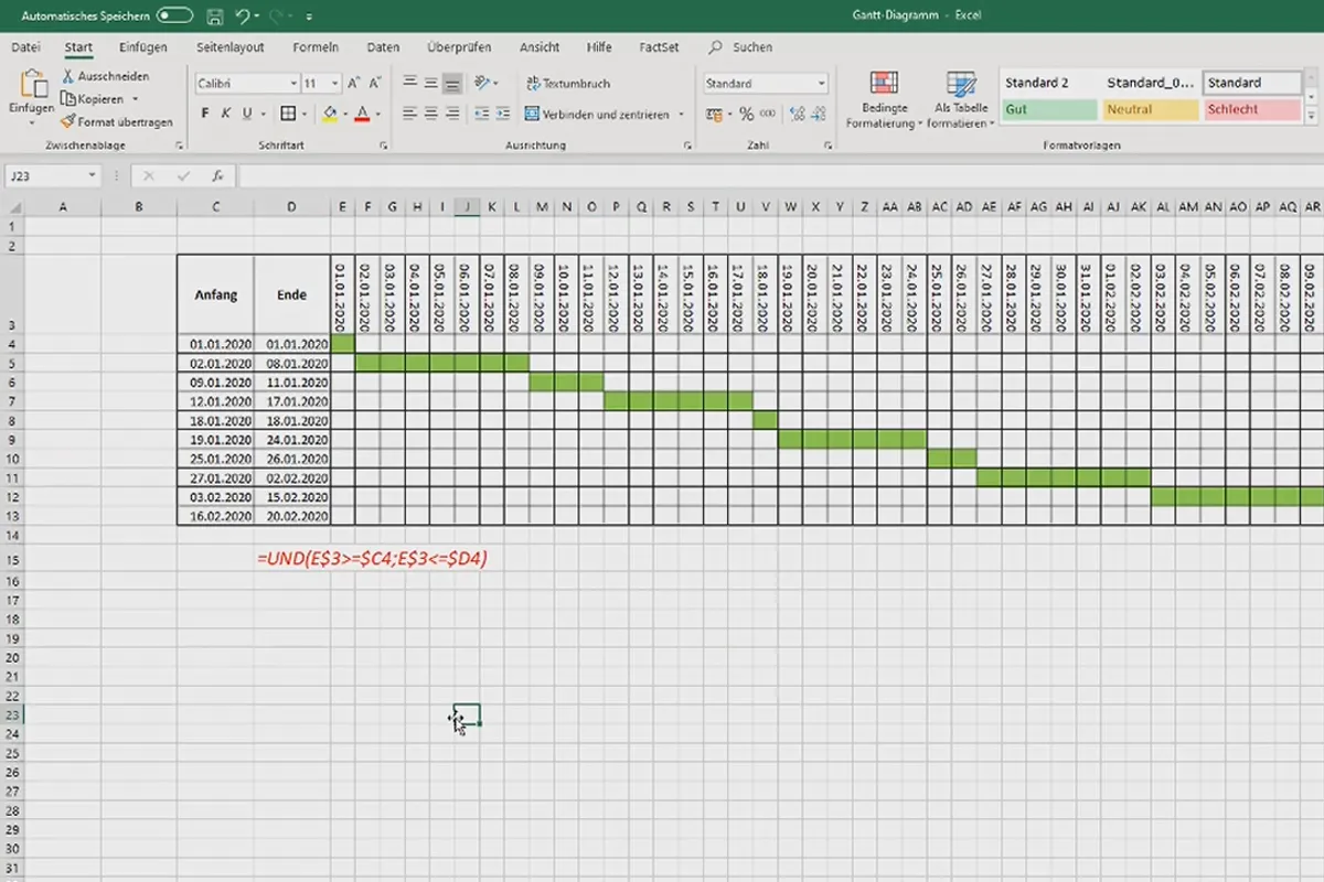 A crea diagrame în Excel: 5.8 | Diagrama Gantt (plan cu bare)