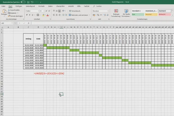 A crea diagrame în Excel: 5.8 | Diagrama Gantt (plan cu bare)