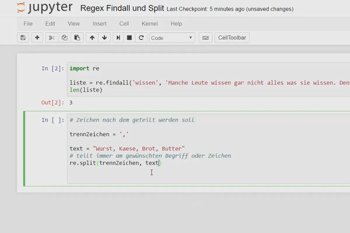 Python-Programmierung für Einsteiger – 32 Regular Expressions: re.findall und split