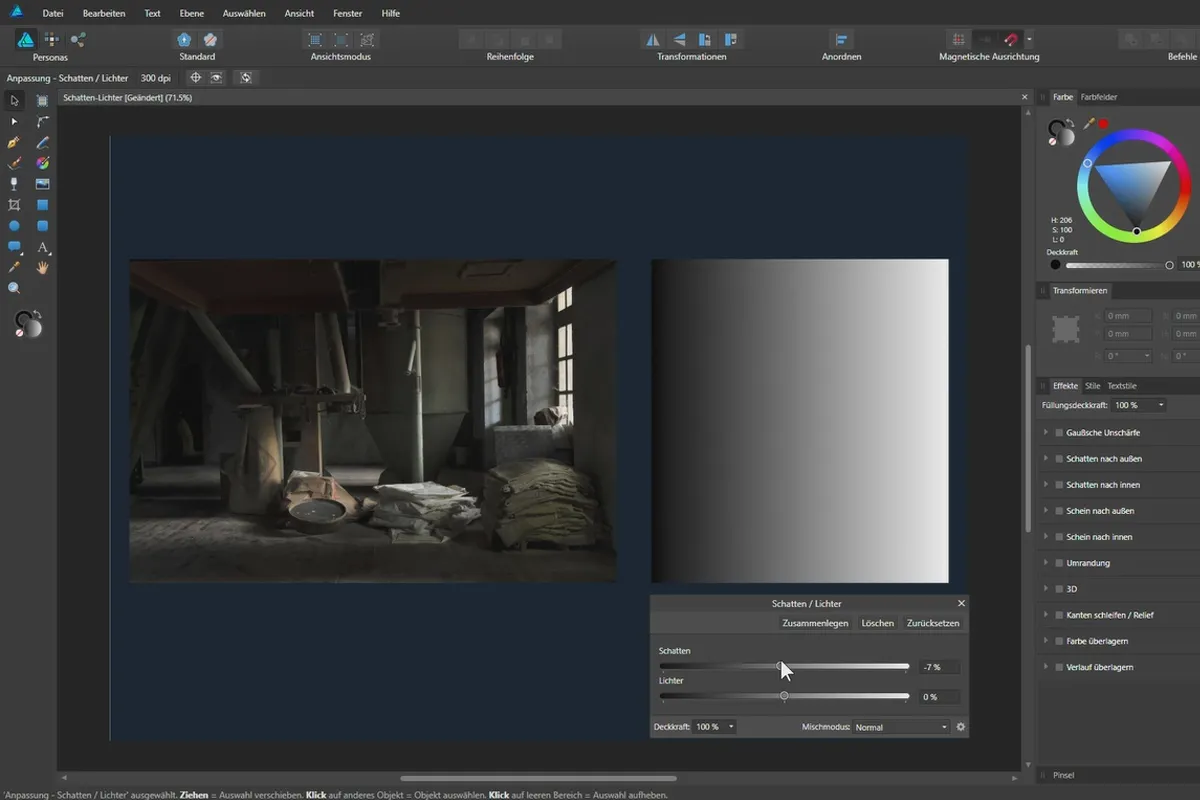 Affinity Designer -opetusohjelma – Perusteet: 5.5 | Varjot - Valot