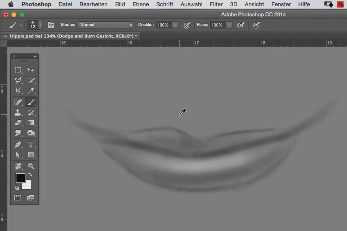Komedijos stilius: „Comic-Training for Photoshop“ – 5.4 "Dodge and Burn": Lūpos.