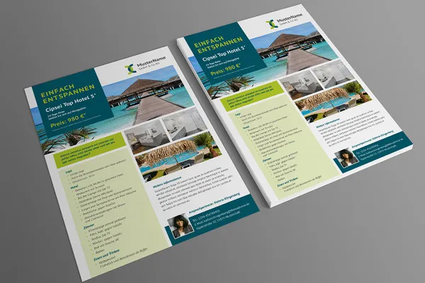 Flyer templates for travel agencies for display and window advertising - variant 1