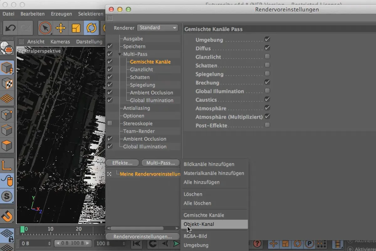Cinema 4D meets Photoshop: I - 5.3. Sämtliche Objektkanäle anlegen