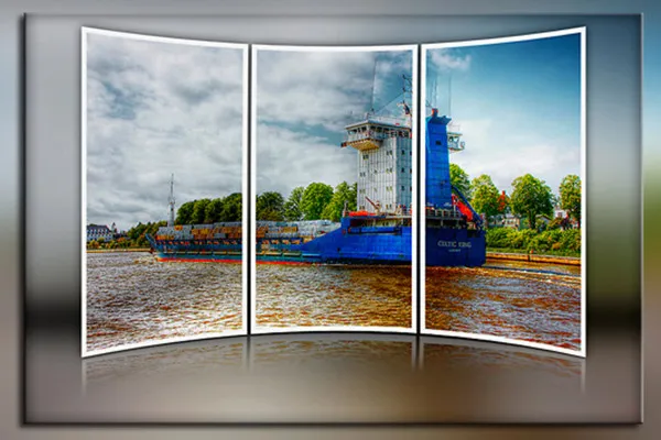 Photoshopi tegevus: kõver kolmekordne peegeldus