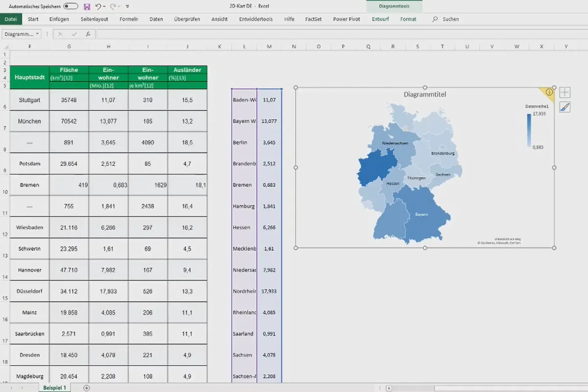 Diagramme in Excel erstellen: 5.9 | 2D-Karte Deutschland