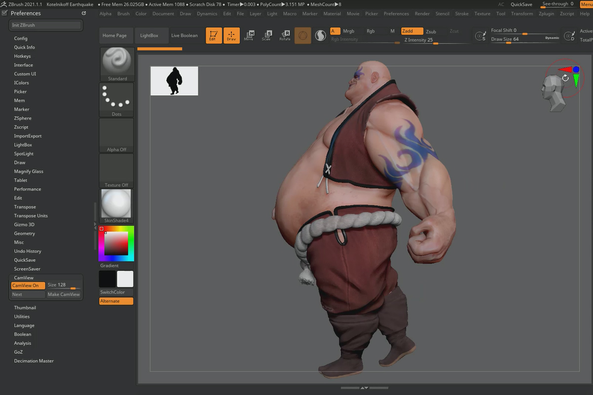 ZBrush 2020 - Video-koulutusta päivityksiin: 2 | Cam Silhouette & Cam View