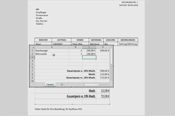 Excel-Training für mehr Effizienz im Büro: Kalender, Organigramm & Co – 4.10 Excel-Tabellen in Word-Dokumente einbinden