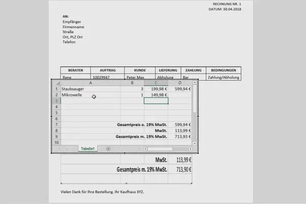 Excel-træning for mere effektivitet på kontoret: Kalender, organisationsdiagram og mere - 4.10 Indsætte Excel-ark i Word-dokumenter