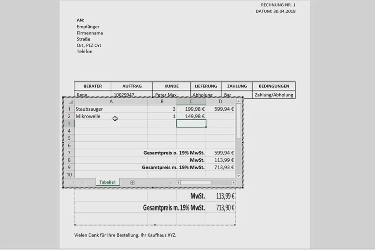 Excel-træning for mere effektivitet på kontoret: Kalender, organisationsdiagram og mere - 4.10 Indsætte Excel-ark i Word-dokumenter