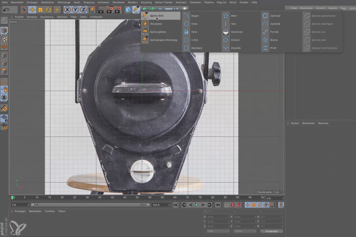 Cinema 4D för nybörjare - 3D-praxis: 6.1 Placera spline