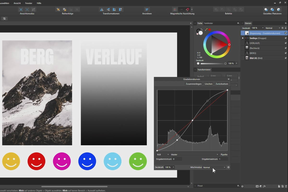 Affinity Designer-Tutorial – Grunnleggende: 5.6 | Gradueringkurver
