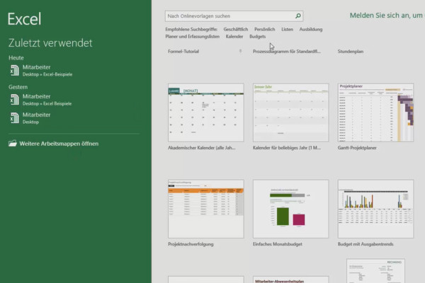 Excel training for more efficiency in the office: calendar, organization chart & co - 2.1 Start Excel differently
