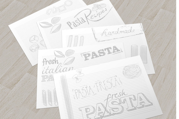Plantilla de Photoshop para cinco folletos A4 de una página en formato horizontal - versión 1