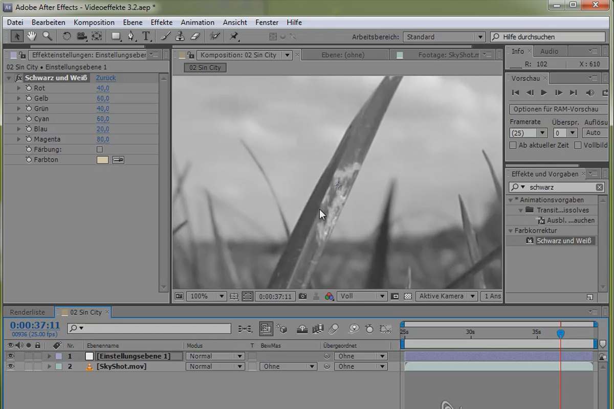 Video effects - Part 3.2: Sin City look and earthquake