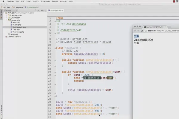 Objektorientert webprogrammering med PHP - 5.05 Synlighet for egenskaper: public, private, protected