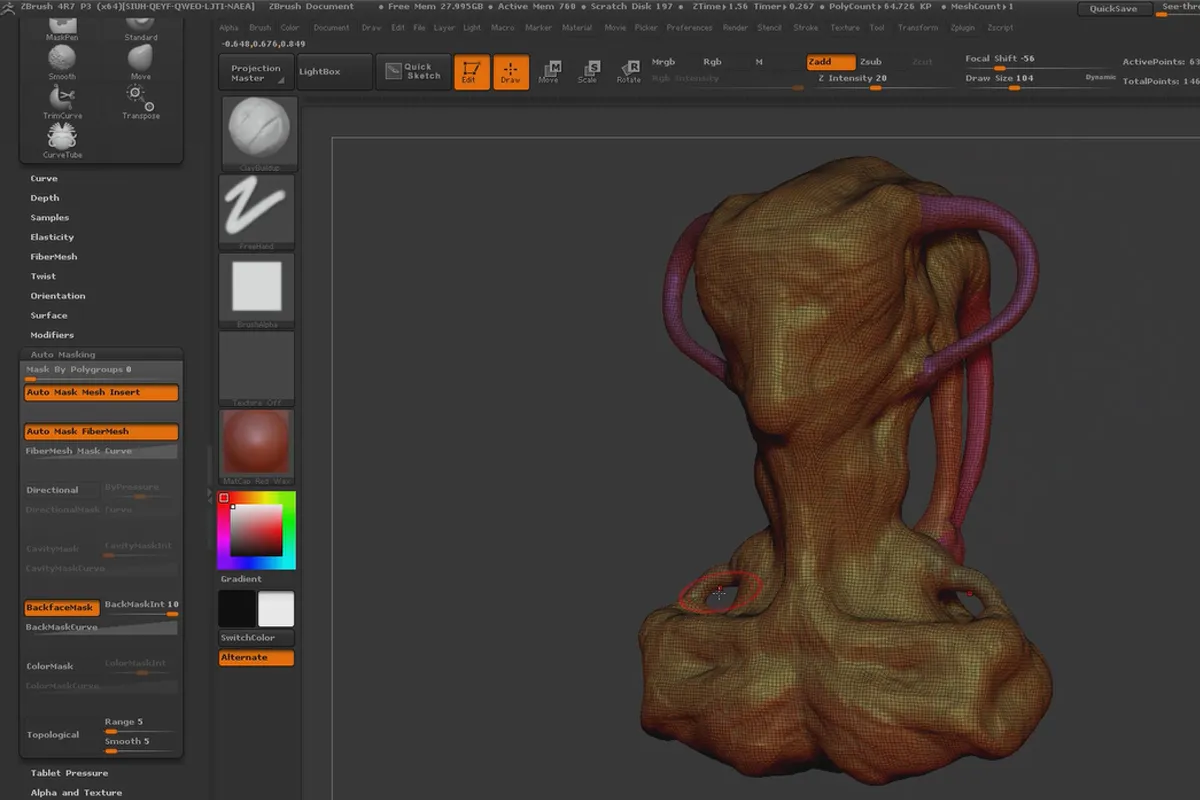ZBrush 초보자를 위한: 10.1.1 워크플로우 I - Dynamesh 128