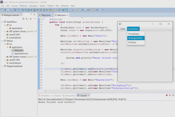 JavaFX för GUI-utveckling - 34 Meny