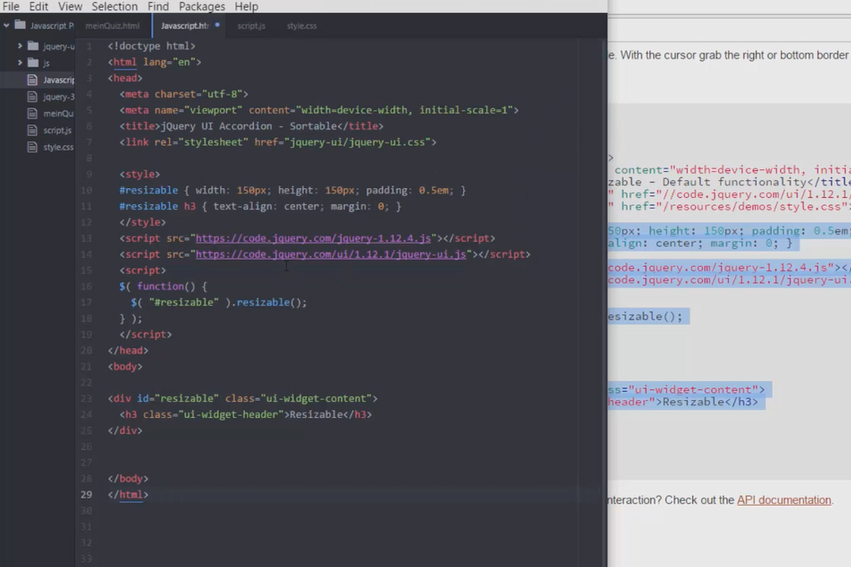 Den ultimata träningen för JavaScript och jQuery - 5.4 Resizables.