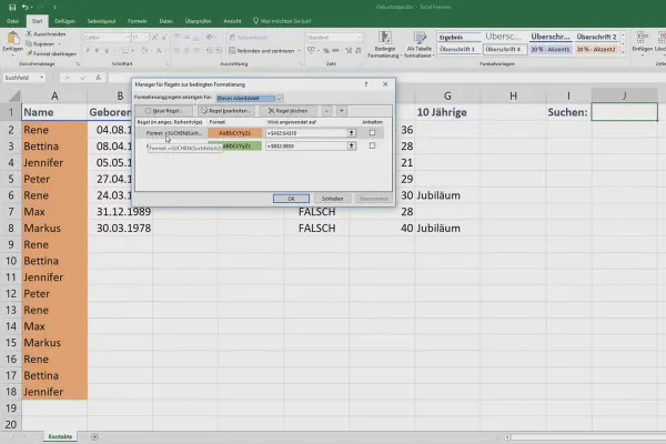Excel-Training für mehr Effizienz im Büro: Kalender, Organigramm & Co – 4.11 Interaktives Suchfeld ins Tabellenblatt einfügen