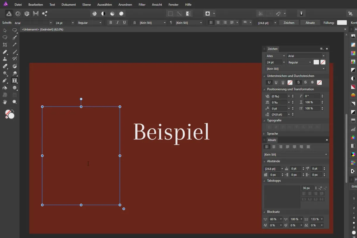 Affinity Photo-Tutorial – Grundlagen: 3.15 | Text-Werkzeug