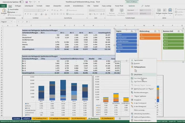 Pivot-Tabellen in Excel: 5.5 | Visualisierung & Dashboard-Erstellung in Excel