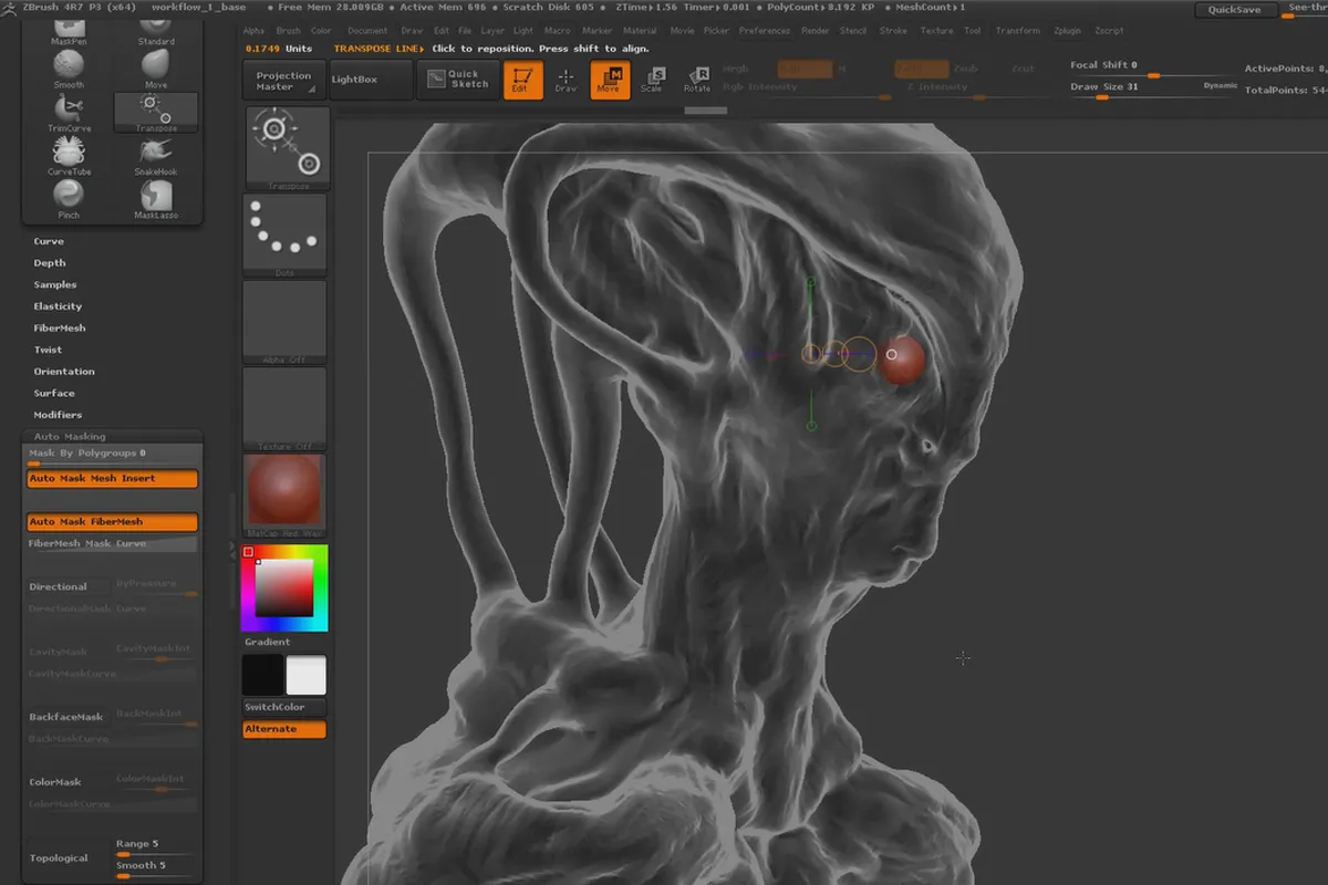 ZBrush 초보자를 위한: 10.1.2 Workflow I - 다이나메시 256